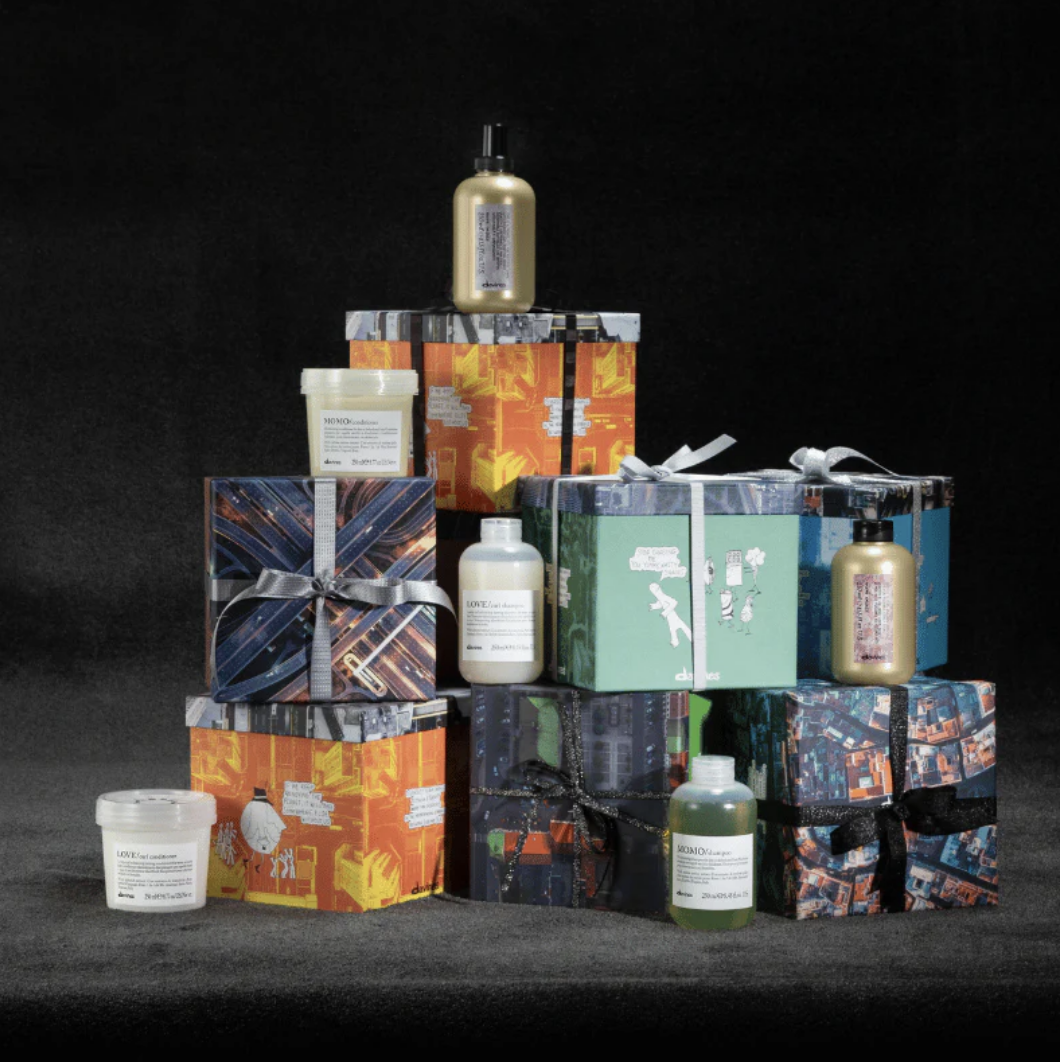 Festive holiday gift boxes and gifts from Davines